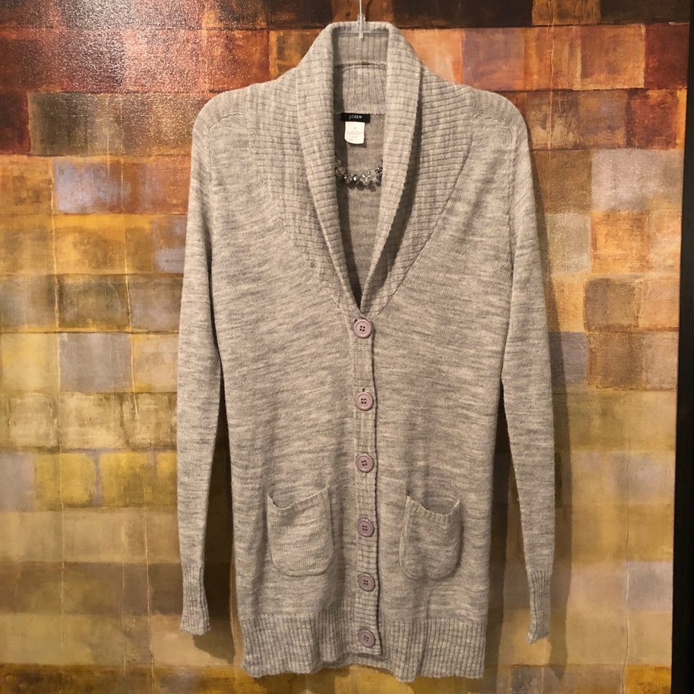 J. CREW Super-Fine Alpaca & Wool Gray Cardigan NEW